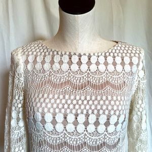 Jessica Howard Dress Beige Cream Sz 6 Sheath Lace